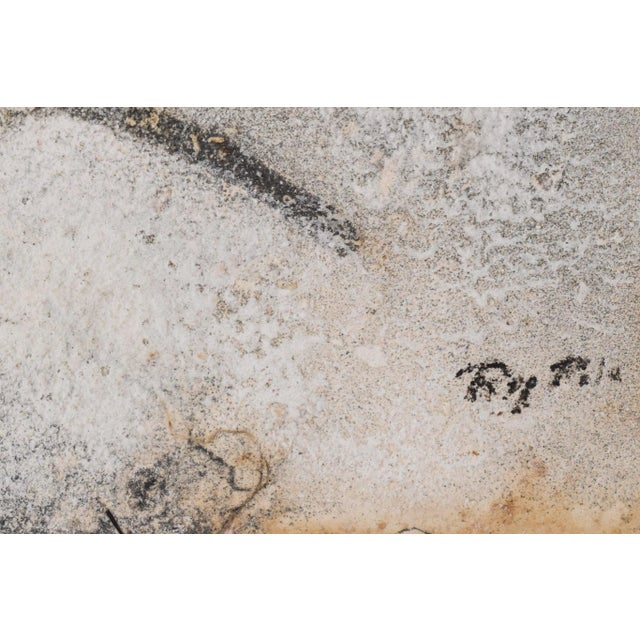 Brown Abstract Work, Mid-20th Century, Mixed Media & Sand on Paper For Sale - Image 8 of 11