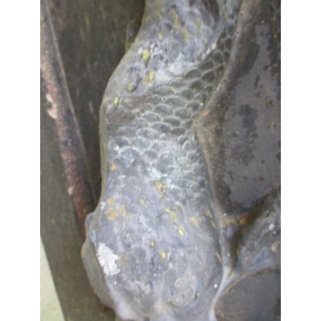 Antique French Ornate Lead Fish Design With Cement Surround & Well Wall Fountain For Sale In Columbia, SC - Image 6 of 11