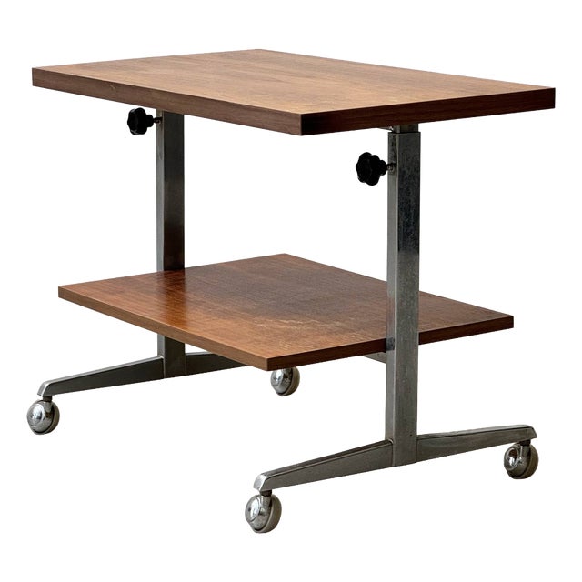 Height-Adjustable Side Table on Casters, 1960s For Sale