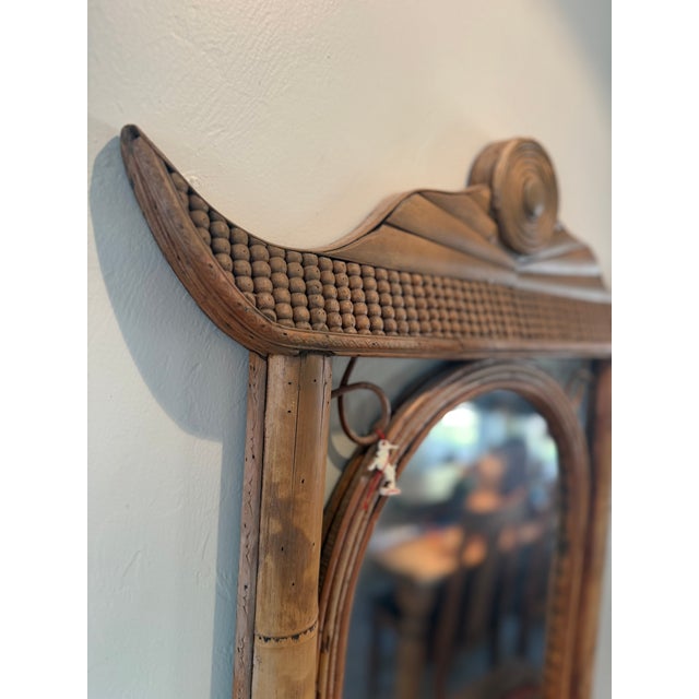 Chinoiserie Vintage Split Bamboo Pagoda Wall Mirror – Southeast Asian, 1970s For Sale - Image 3 of 15