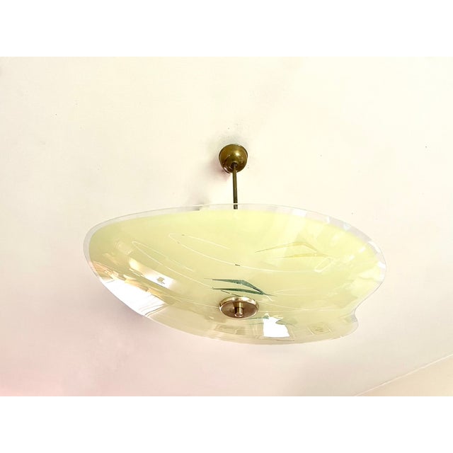 Pale Yellow Asymmetrical Cup-Shaped Pendant Light, 1960s For Sale - Image 10 of 10