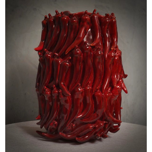 Venetian Round Red Ceramic Vase, 2000s For Sale - Image 9 of 9