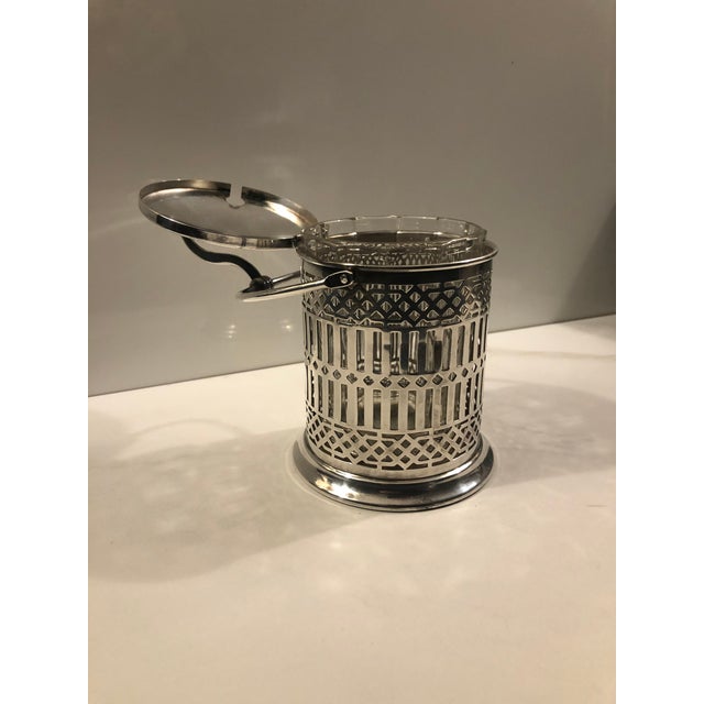 Silver 1920s Art Deco Silver Pierced Condiment Jar With Lid For Sale - Image 8 of 11