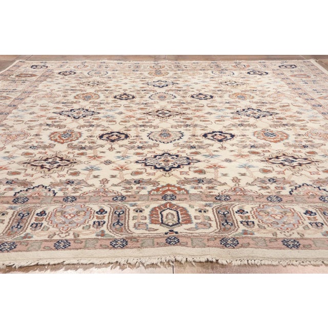 Beige Late 20th Century Vintage Indian Tabriz Rug - 08'04 X 10'10 For Sale - Image 8 of 9