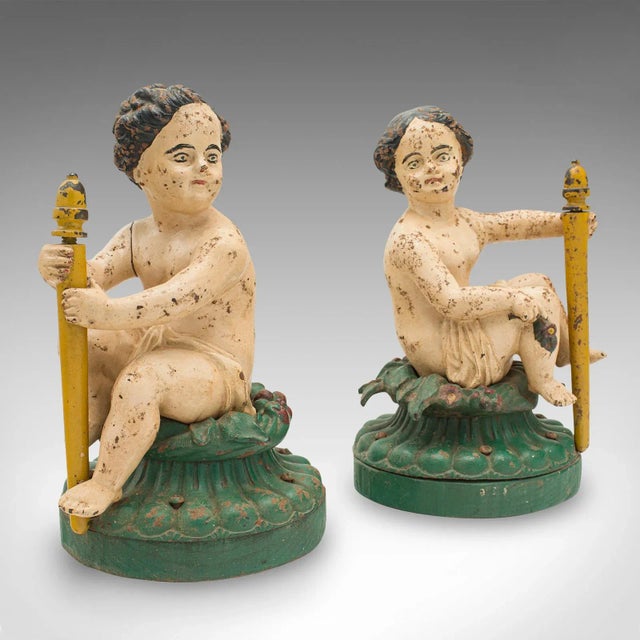 1870s Victorian Pair of Antique Decorative Figures, English, Cast Iron, Rubenesque For Sale - Image 13 of 13