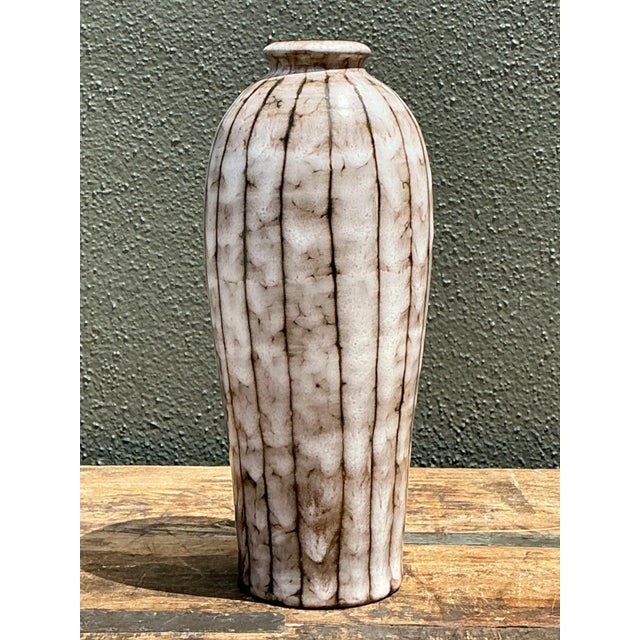 Late 20th Century Vintage Brown and White Ceramic Vase For Sale - Image 5 of 16