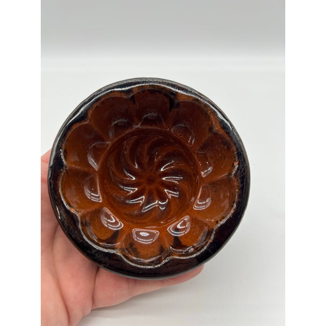 American Small Sized Pennsylvania Manganese Decorated Redware Food Mold, Circa 1840’s For Sale - Image 3 of 10