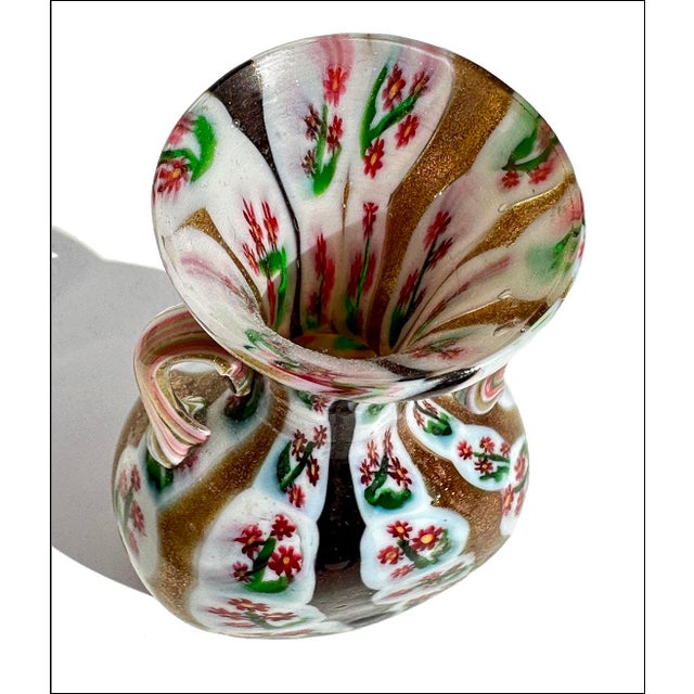 1910s Vittorio Zuffi for Fratelli Toso Murano Flower Cane Murrine Cabinet Vase For Sale - Image 5 of 10