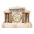 French Alabaster and Champleve Enamel Mantel Clock For Sale