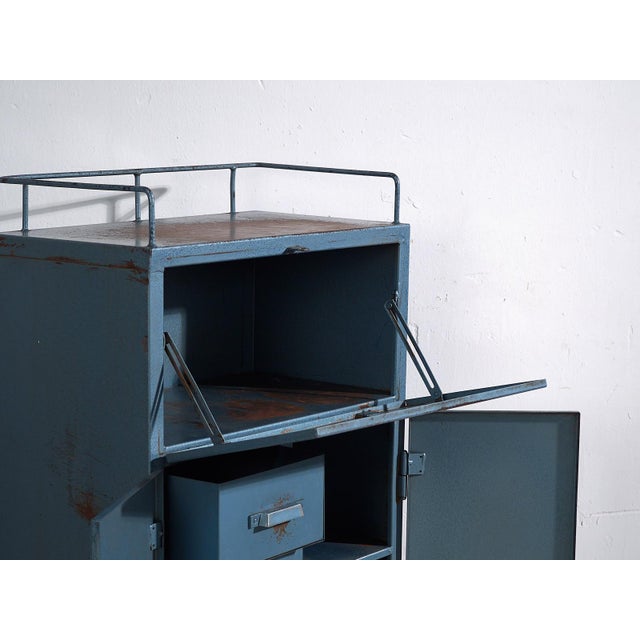 Vintage Metal Workshop Cabinet, 1950 For Sale - Image 6 of 11