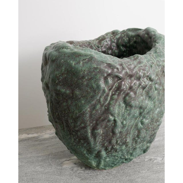 2000 - 2009 Swedish Contemporary Green Stoneware Vase Sculpture by Mårten Medbo, 2009 For Sale - Image 5 of 9