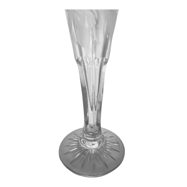 1910s Antique Hand Blown Cut and Lead Crystal Trumpet Vase, 1910s For Sale - Image 5 of 9