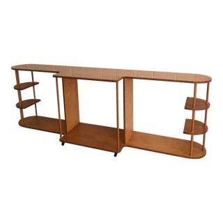 Mid 20th Century Maple 2-Tier Console Table With Shelves For Sale