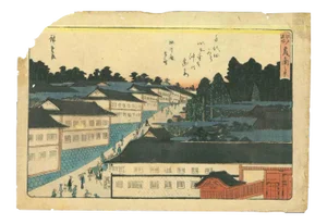 Utagawa Hiroshige, Kasumigaseki Nokei Woodcut, 1840