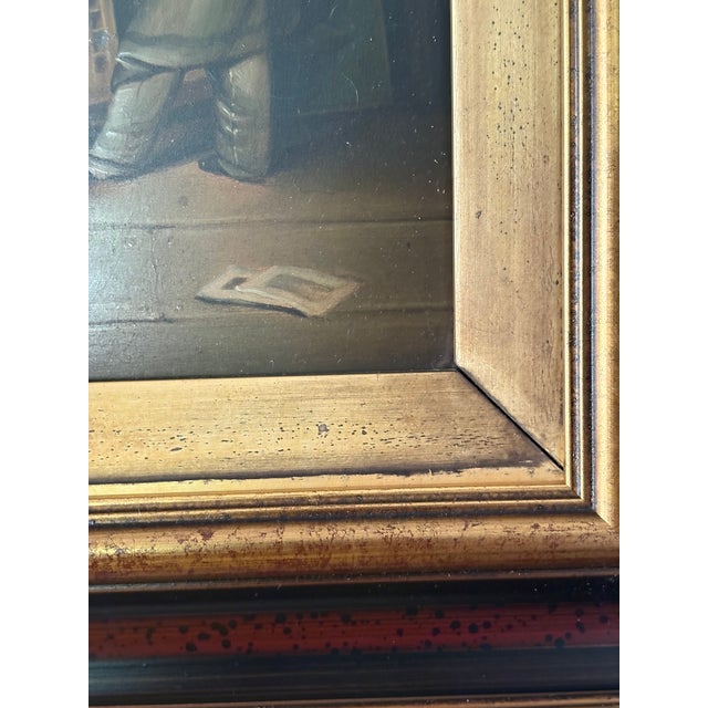 Framed Oil on Board "Boy Painting a Portrait", Mid-20th Century For Sale In Savannah - Image 6 of 6