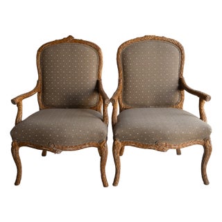 Early 20th Century Pair Walnut French Louis XV Style Faux Bois Chairs For Sale