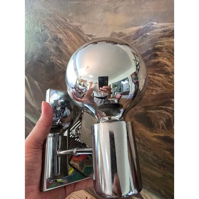Chrome Mid-Century Modern Chrome Sconces - Set of Six Lights For Sale - Image 8 of 11