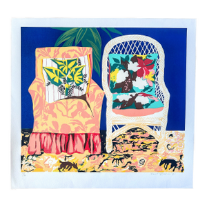 1980s Original Signed Hunt Slonem Serigraph Chair Duet, 48/175