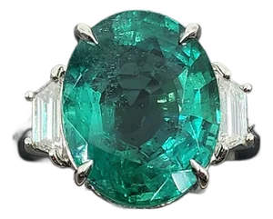 9.07 Ct Gia Certified Natural Zambian Emerald & Diamond Ring, Size 7