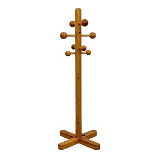Vintage Atomic Coat Hat Rack Glossy Pine MCM Entryway Stand Mid Century Modern For Sale