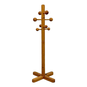 Vintage Atomic Coat Hat Rack Glossy Pine MCM Entryway Stand Mid Century Modern