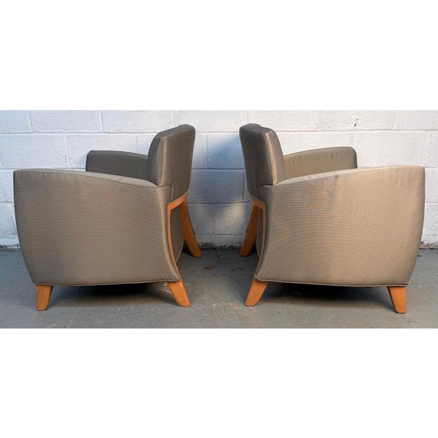 Textile Late 20th Century Pair of Sleek Modern Lounge Chairs by Bernhardt For Sale - Image 7 of 15