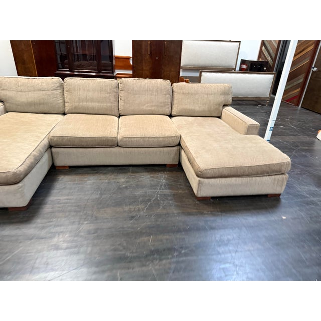 Textile Restoration Hardware Double Chaise Lounge Sectional For Sale - Image 7 of 12
