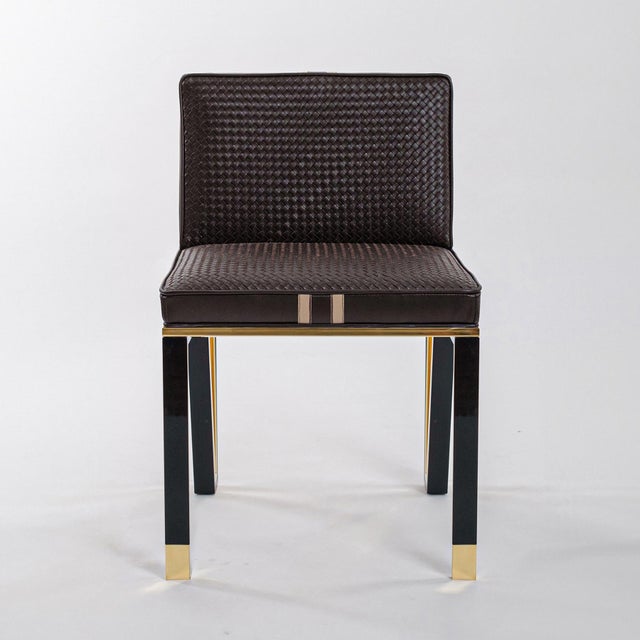 Bizimyer Furniture, "Stella" Chair With Bronze and Exclusive Woven Leather, Tailor Made, Istanbul For Sale - Image 10 of 18