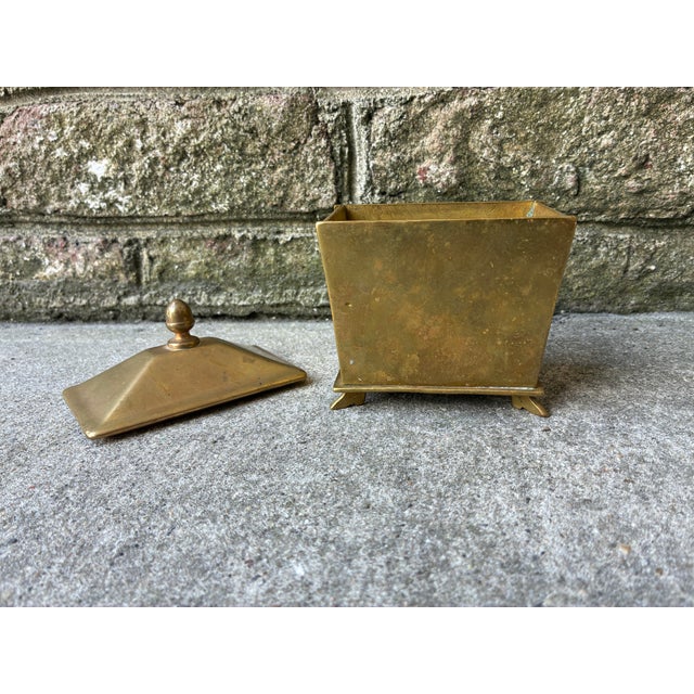 Vintage Brass Decorative Box With Feet For Sale - Image 10 of 14