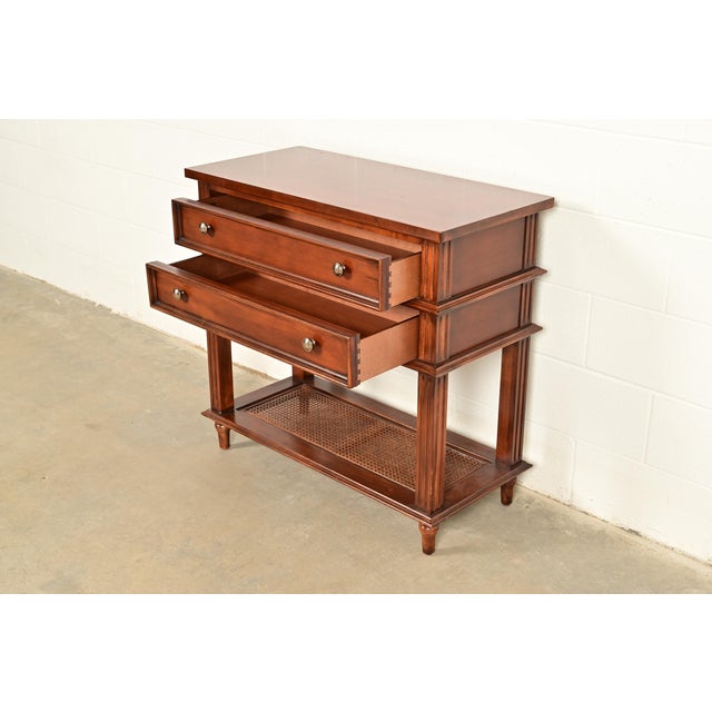 Drexel Heritage French Regency Louis XVI Carved Mahogany and Cane Console Table or Server For Sale In South Bend - Image 6 of 17