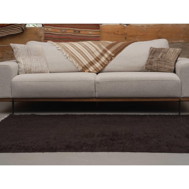 Black 1970s Vintage Handmade Wool Cotton Brown Area Rug For Sale - Image 8 of 9