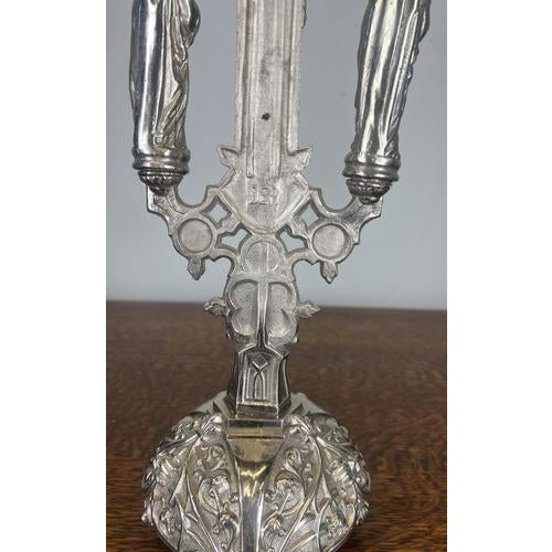 Vintage French Style Ornate Religious Altar Cross in Metal For Sale - Image 9 of 10