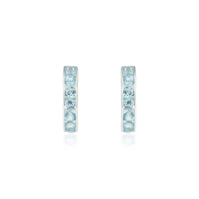 Not Yet Made - Made To Order 925 Sterling Silver Sky Blue Topaz Channel Set Birthstone Earrings- 2 Pieces For Sale - Image 5 of 10