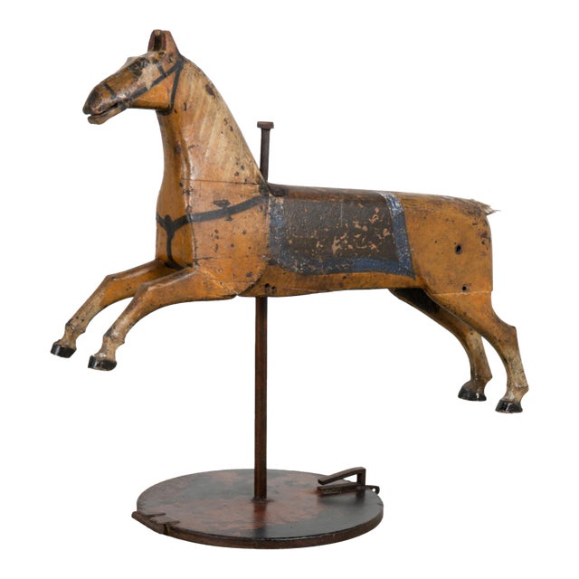 Mid 19th Century Swedish Original Painted Pine Small Carousel Horse For Sale