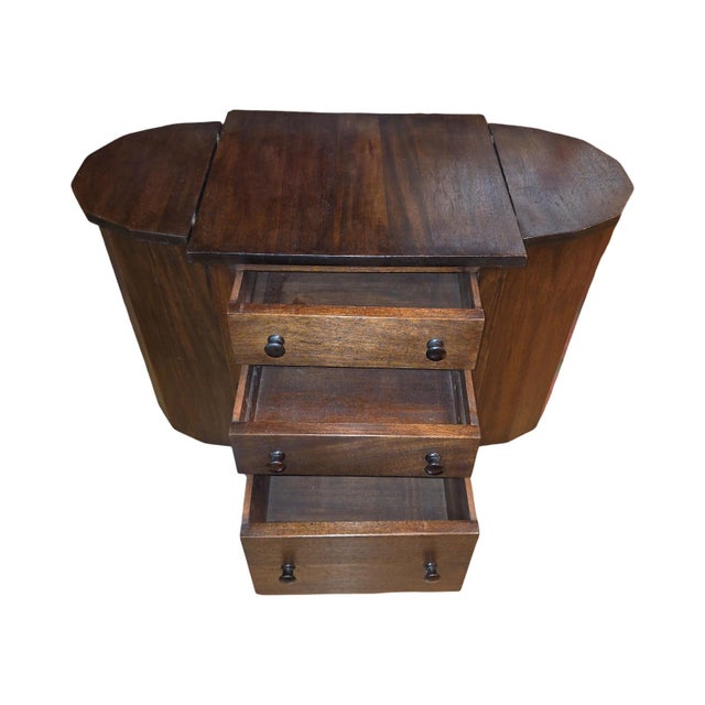 1920s Antique Mahogany Bow-Front Sideboard Server With Drawers & Curved Storage For Sale - Image 5 of 11