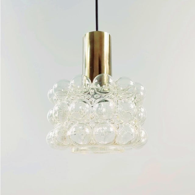 Mid-century ceiling lamp/pendant by helena tynell for limburg (germany, 1960s). The hand blown bubble glass shade (very...