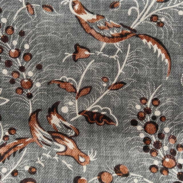 English Suzanne Tucker Amara Dove Grey and Copper Linen Fabric - 7 Yards For Sale - Image 3 of 6
