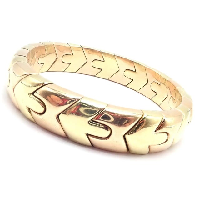 Bulgari Bulgari Vintage Alveare Yellow & Rose Gold Bangle Cuff Bracelet For Sale - Image 4 of 11