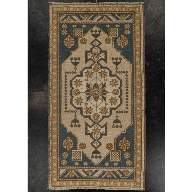 Brown Turkish Mini Rug Oriental Hand Knotted Vintage Rug 1'11" x 3'6" #21204 For Sale - Image 8 of 8