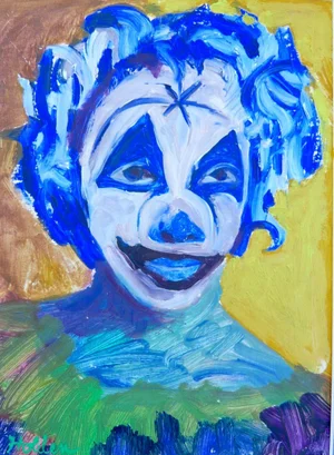 Boho Chic "Clown Face" Oil Painting by Martha Holden