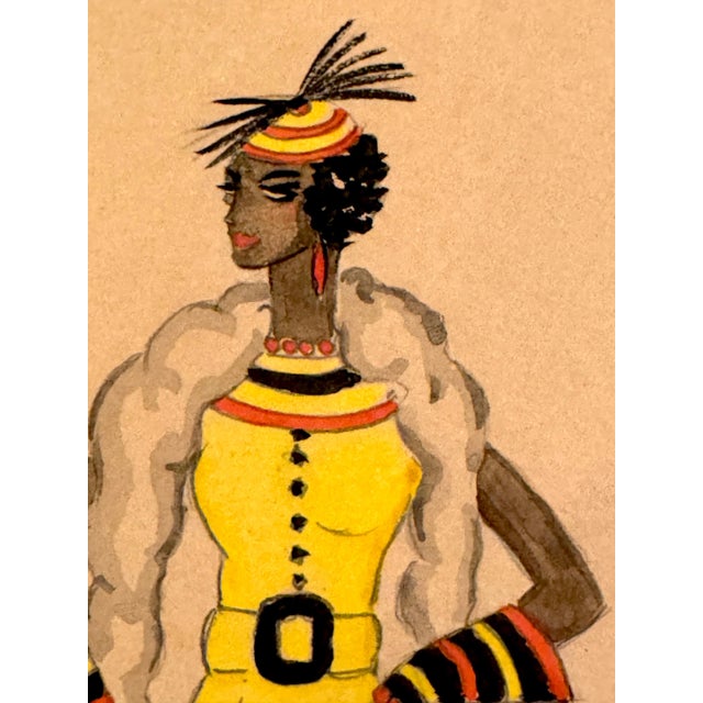 Mid 20th Century Wayne Benter Jung, Fashion Sketch of Josephine Baker, Post WWII For Sale - Image 11 of 17