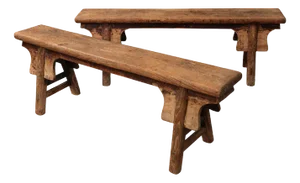 Set of Narrow Elm Benches