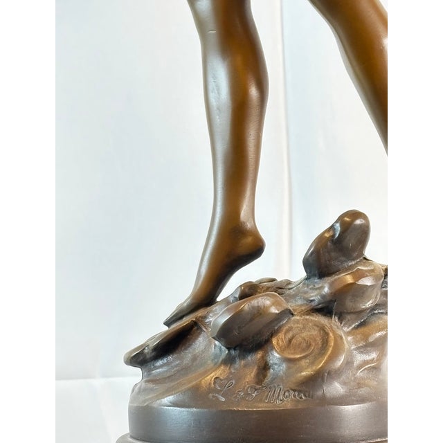 Cinnamon Antique French L. & F. Moreau Bacchus Spelter Sculpture, 28"h For Sale - Image 8 of 18