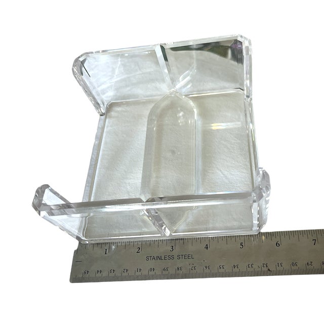Plastic Vintage Lucite Cocktail Napkin Holder Bar Caddy After Karl Springer and Charles Hollis Jones For Sale - Image 7 of 8
