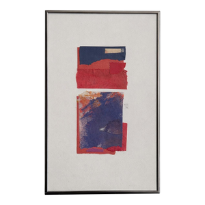 Original Mixed Media Abstract Paper Collage by Mark Peterson, 1986, Vintage Framed Art From Phillips Gallery