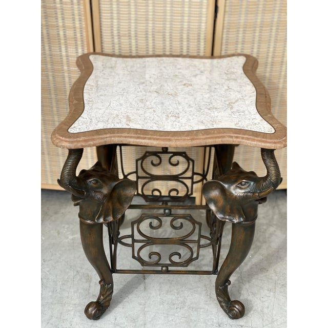 1980s Vintage Accent Table with Elephant Motif For Sale - Image 9 of 9