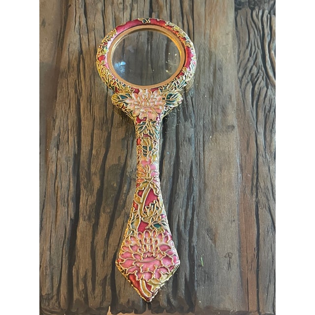 Art Deco Gorgeous Antique Cloisonné Magnifying Glass For Sale - Image 3 of 5