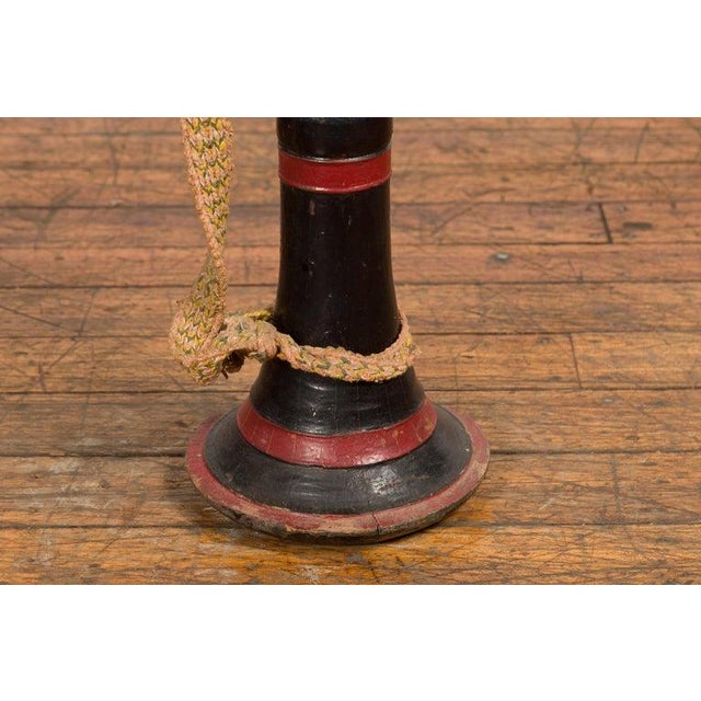 19th Century Burmese Late Teak Ozi Goblet Shaped Drum with Black & Red Lacquer For Sale In New York - Image 6 of 12