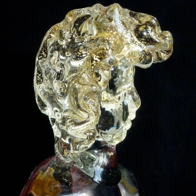 Murano Vintage Murano Gold Flecks Sommerso Pink Garden Nymph Italian Art Glass Mid Century Figurine, Manner of Barbini Cenedese For Sale - Image 4 of 9