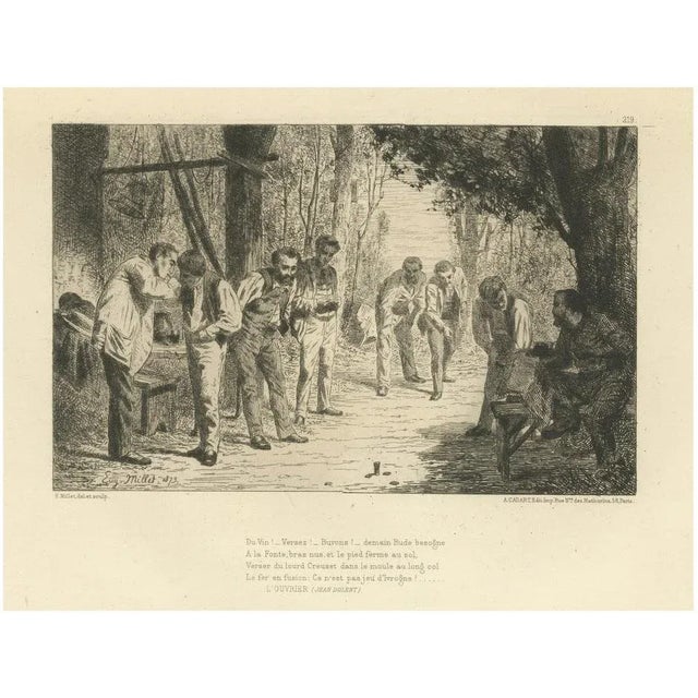Eugène Henri Millet, The Worker Playing Boules, 1873, Print For Sale - Image 6 of 6